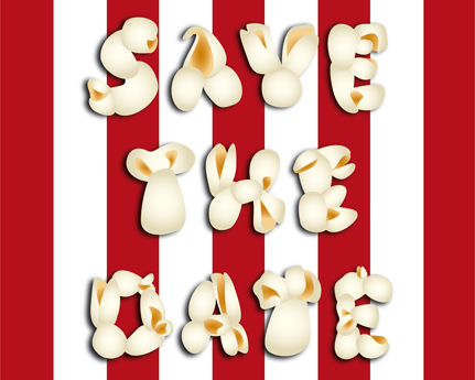 Illustration mit Save the Date in Popcornart